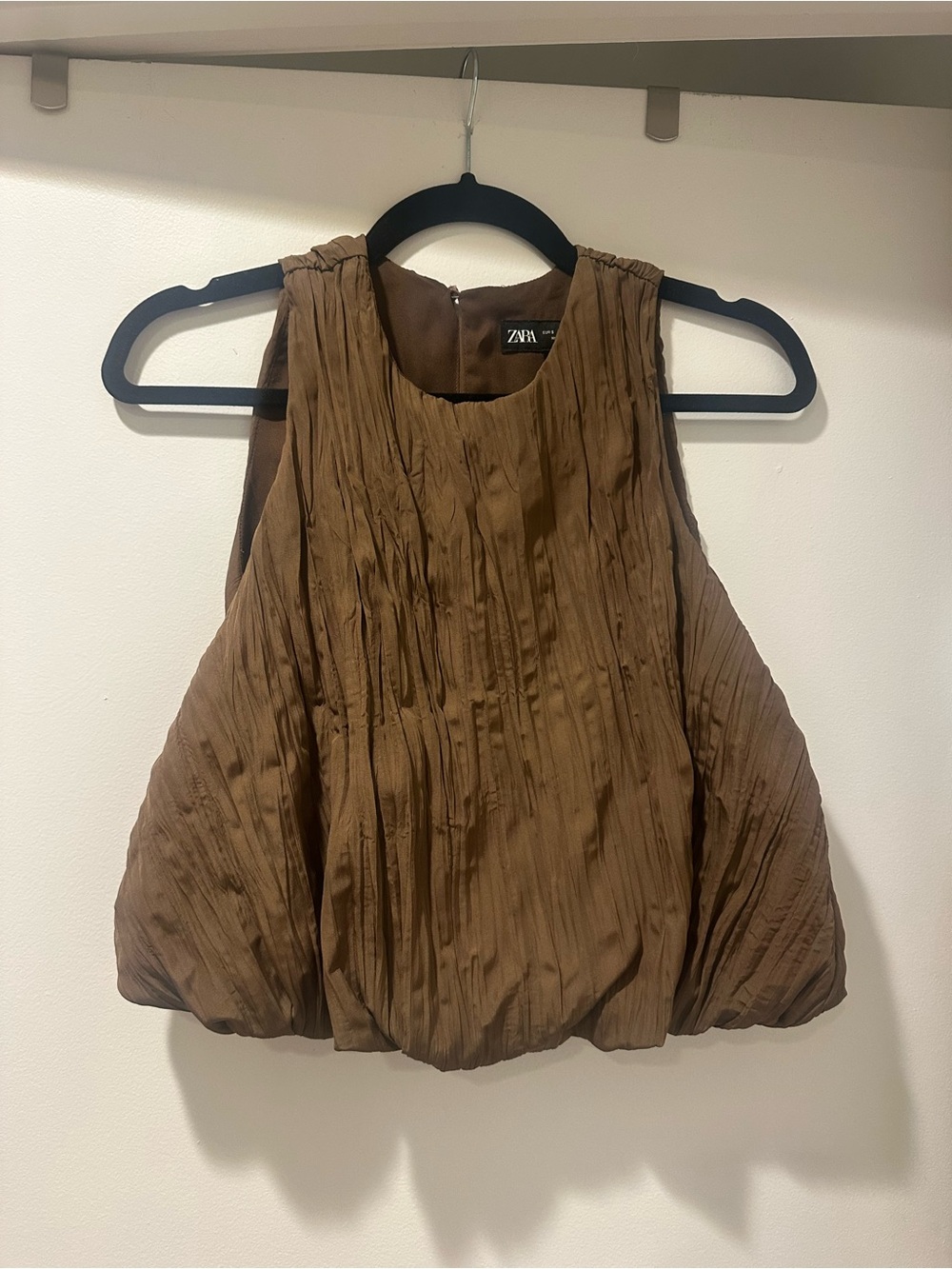 ZARA Chocolate Brown Pleated Sleeveless Camisole